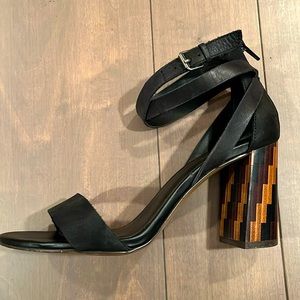 Crown Vintage Geometric Wood Heel Sandals